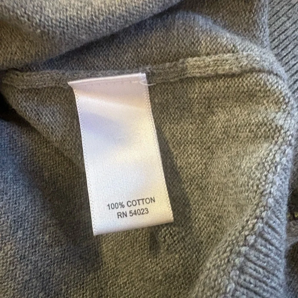 Preppy Banana Republic Mock Neck 1/4 Zip Cotton Sweater Men's Large Gray